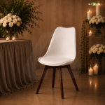 Tulip Chair  White with dark wooden leg - Image 2
